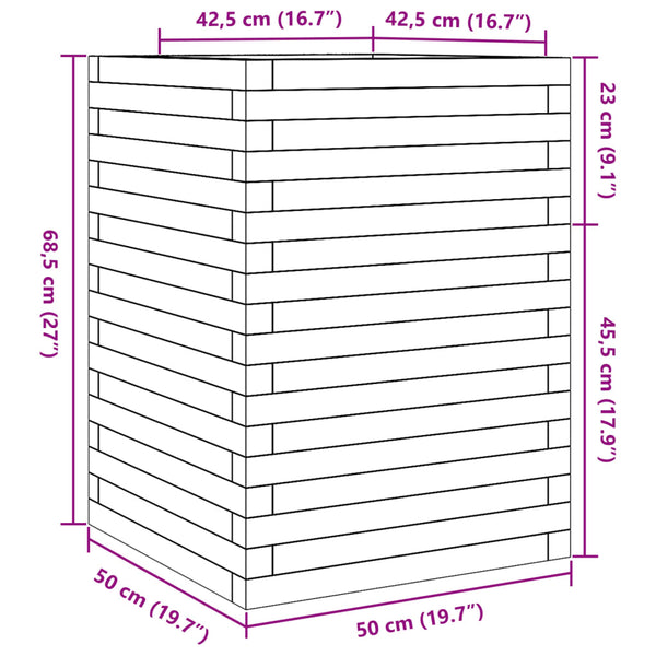 vidaXL Garden Planter 50x50x68.5 cm Impregnated Pinewood