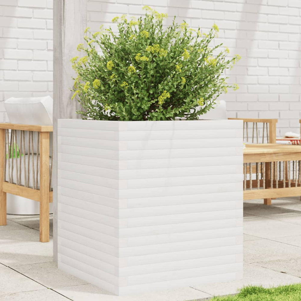 vidaXL Planter White 60x60x68.5 cm Solid Pine Wood