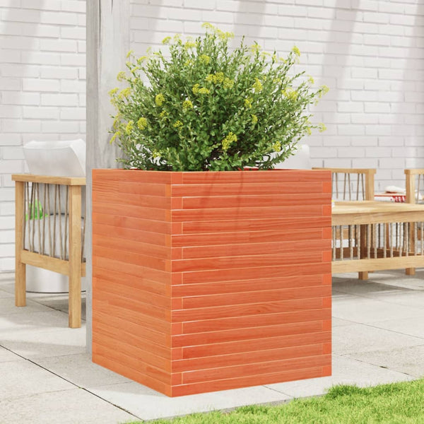 vidaXL Planter Wax Brown 60x60x68.5 cm Solid Pine Wood