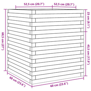 vidaXL Planter Wax Brown 60x60x68.5 cm Solid Pine Wood