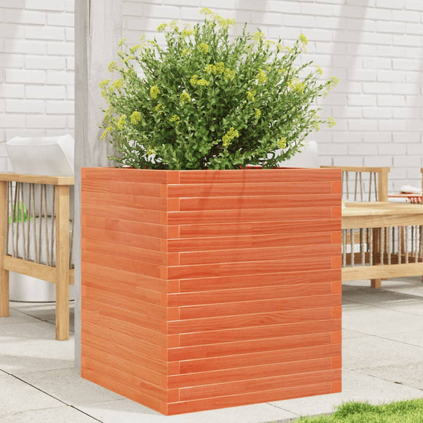 vidaXL Planter Wax Brown 60x60x68.5 cm Solid Pine Wood