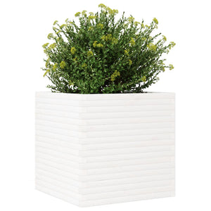 vidaXL Planter White 70x70x68.5 cm Solid Pine Wood