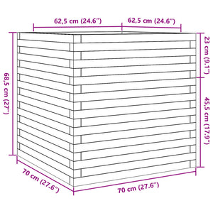 vidaXL Planter White 70x70x68.5 cm Solid Pine Wood