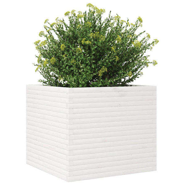 vidaXL Planter White 80x80x68.5 cm Solid Pine Wood