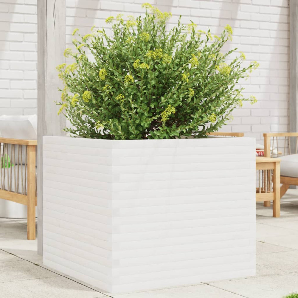 vidaXL Planter White 80x80x68.5 cm Solid Pine Wood