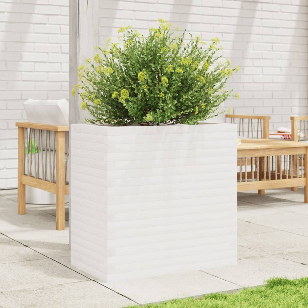 vidaXL Planter White 70x40x68.5 cm Solid Pine Wood