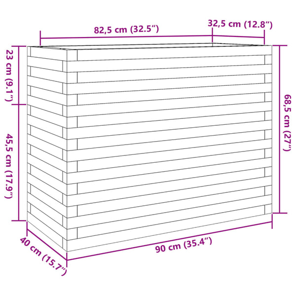 vidaXL Raised Garden Bed White 90x40x68.5 cm Solid Pine Wood