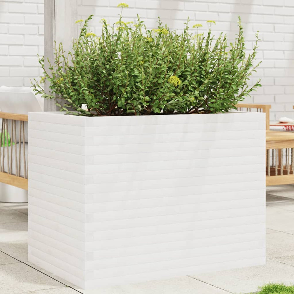 vidaXL Planter White 90x60x68.5 cm Solid Pine Wood
