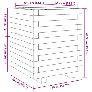 vidaXL Planter Wax Brown 40x40x49.5 cm Solid Pine Wood