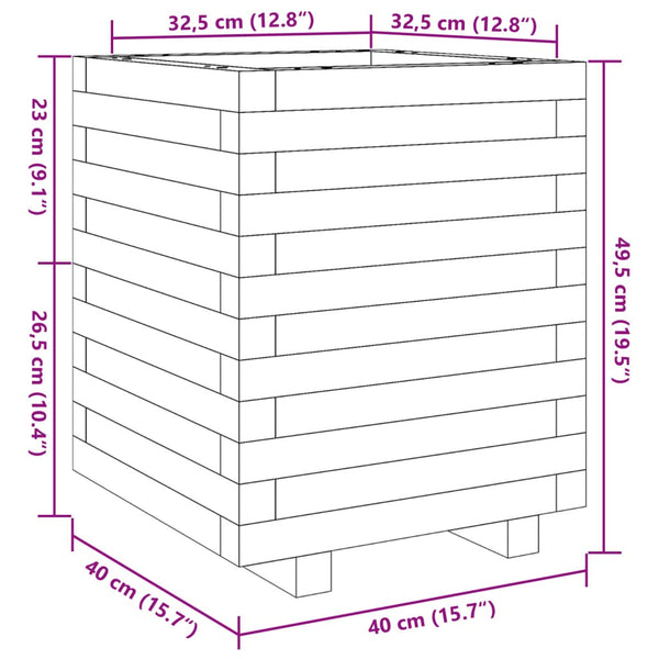 vidaXL Planter Wax Brown 40x40x49.5 cm Solid Pine Wood