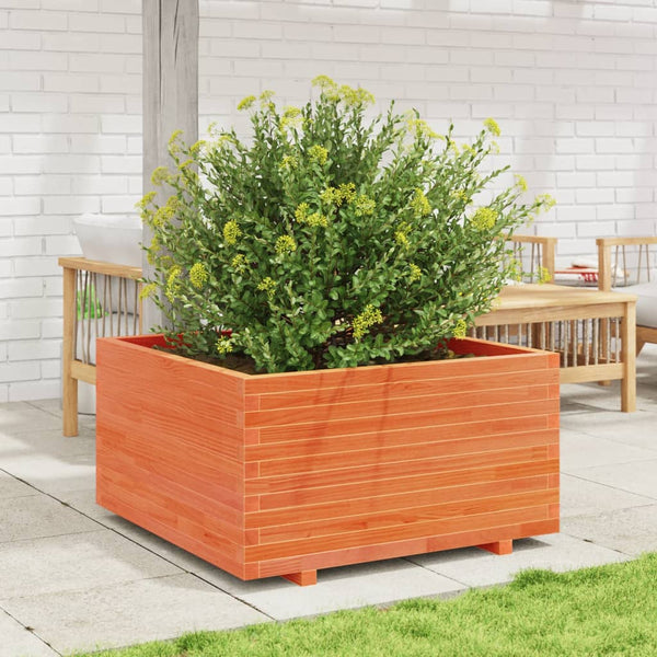vidaXL Planter Wax Brown 90x90x49.5 cm Solid Pine Wood