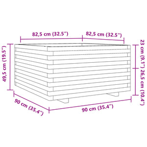 vidaXL Planter Wax Brown 90x90x49.5 cm Solid Pine Wood