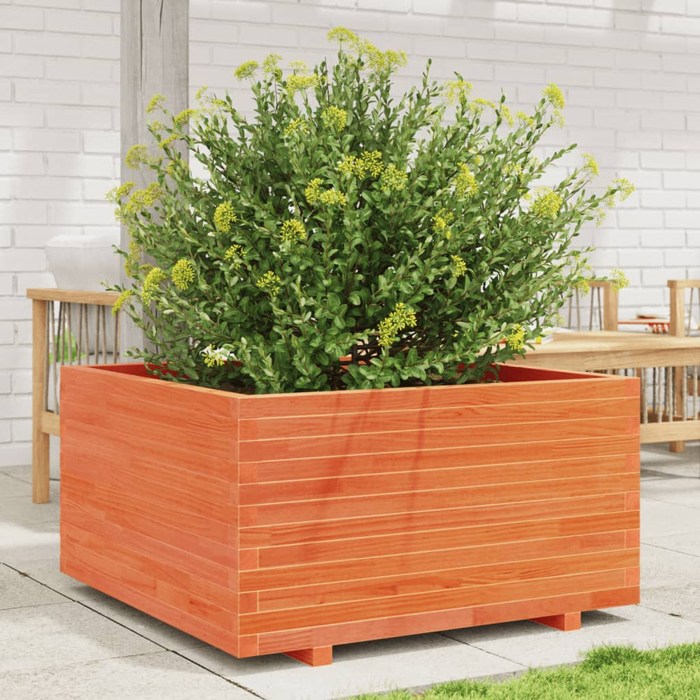 vidaXL Planter Wax Brown 90x90x49.5 cm Solid Pine Wood