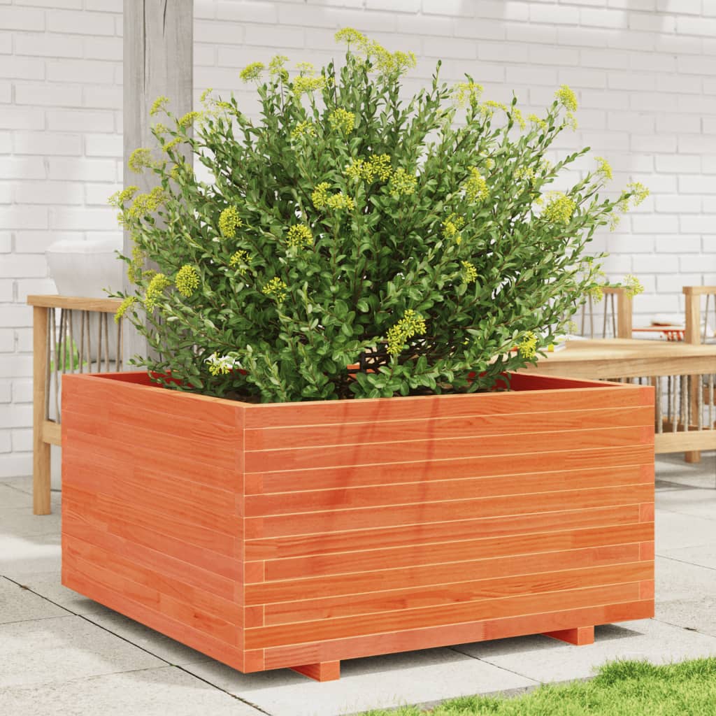 vidaXL Planter Wax Brown 90x90x49.5 cm Solid Pine Wood