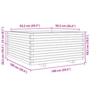 vidaXL Planter 100x100x49.5 cm Solid Pine Wood