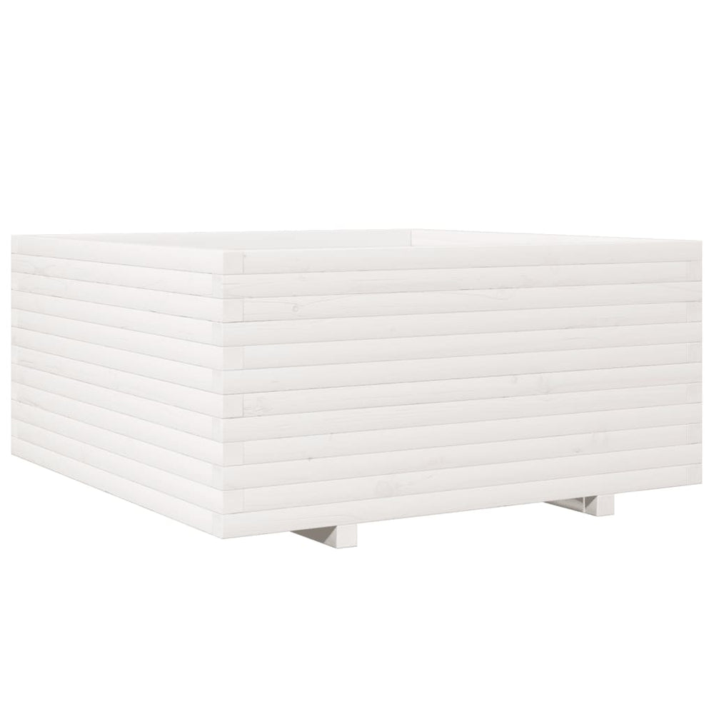 vidaXL Garden Planter White 100x100x49.5 cm Solid Pine Wood