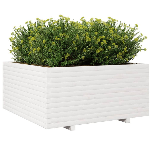 vidaXL Garden Planter White 100x100x49.5 cm Solid Pine Wood