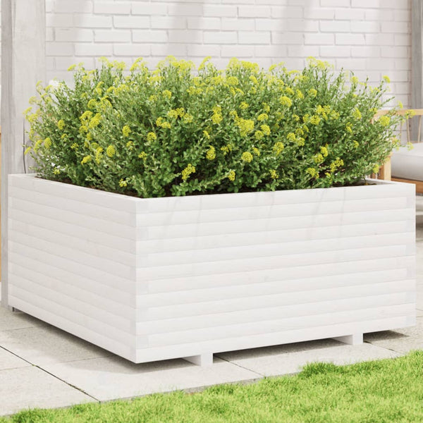 vidaXL Garden Planter White 100x100x49.5 cm Solid Pine Wood