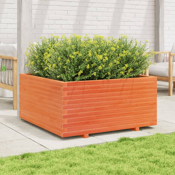 vidaXL Planter Wax Brown 100x100x49.5 cm Solid Pine Wood