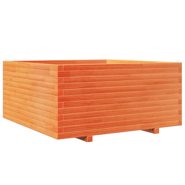 vidaXL Planter Wax Brown 100x100x49.5 cm Solid Pine Wood