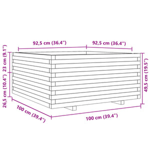 vidaXL Planter Wax Brown 100x100x49.5 cm Solid Pine Wood