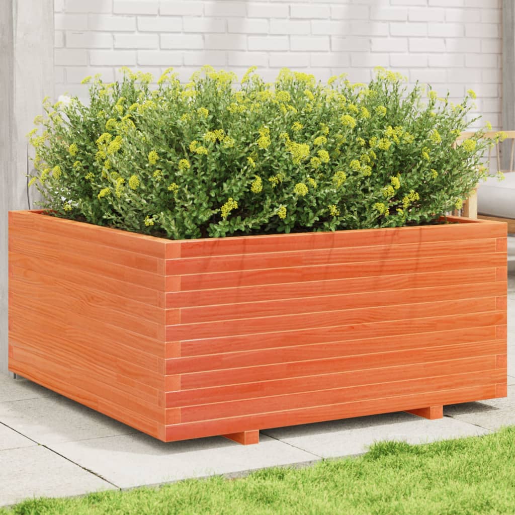 vidaXL Planter Wax Brown 100x100x49.5 cm Solid Pine Wood