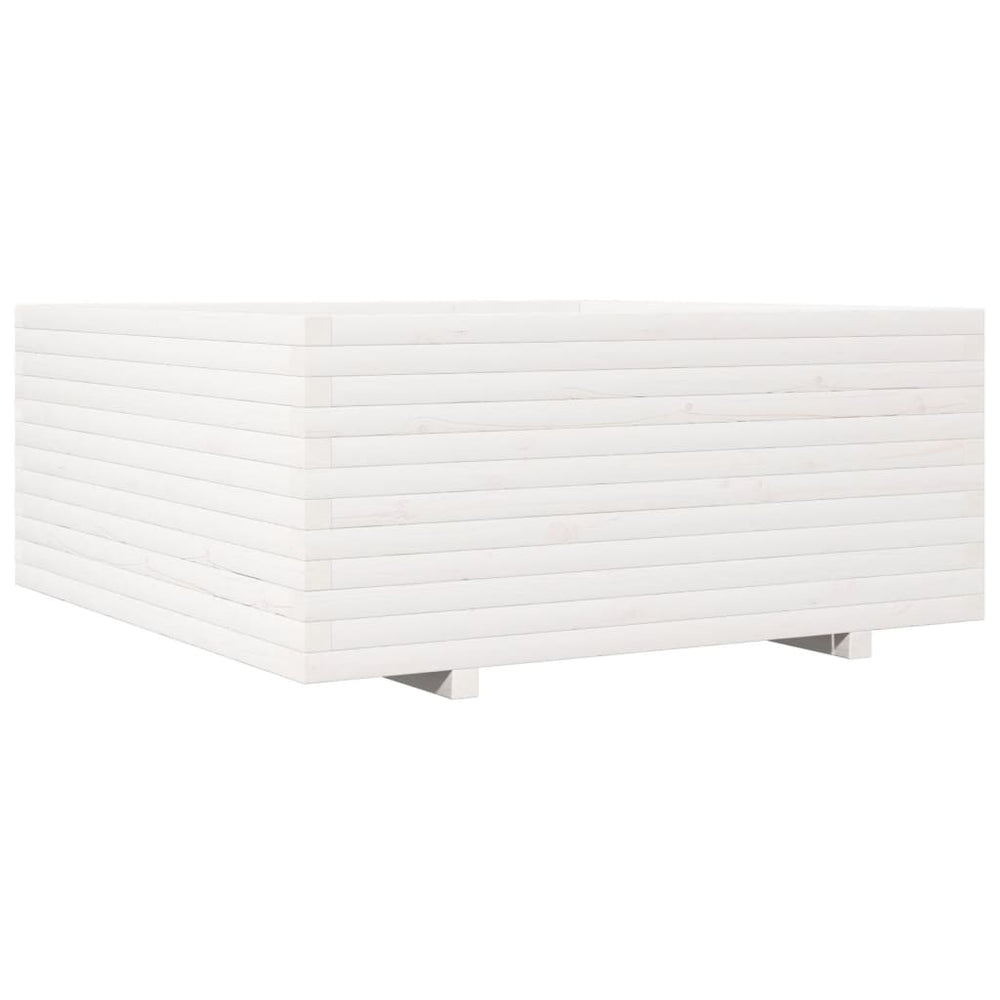 vidaXL Raised Garden Bed White 110x110x49.5 cm Solid Pine Wood