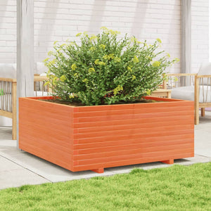 vidaXL Grow Bed Wax Brown 110x110x49.5 cm Solid Pine Wood