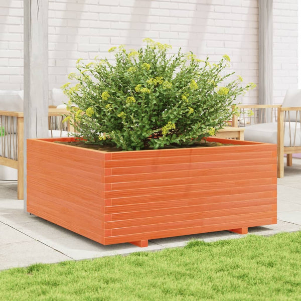 vidaXL Grow Bed Wax Brown 110x110x49.5 cm Solid Pine Wood