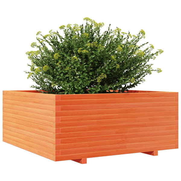 vidaXL Grow Bed Wax Brown 110x110x49.5 cm Solid Pine Wood