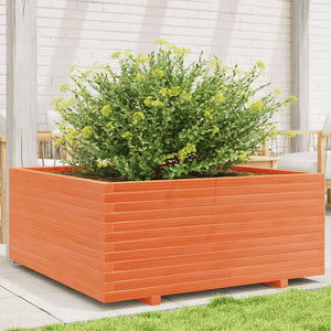 vidaXL Grow Bed Wax Brown 110x110x49.5 cm Solid Pine Wood