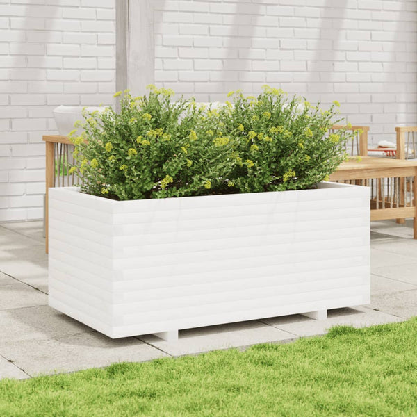 vidaXL Garden Planter White 110x60x49.5 cm Solid Pine Wood