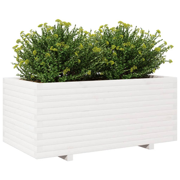 vidaXL Garden Planter White 110x60x49.5 cm Solid Pine Wood