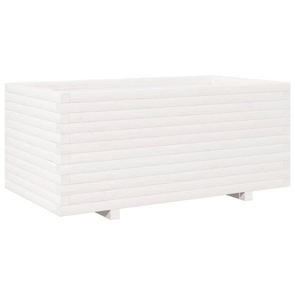 vidaXL Garden Planter White 110x60x49.5 cm Solid Pine Wood