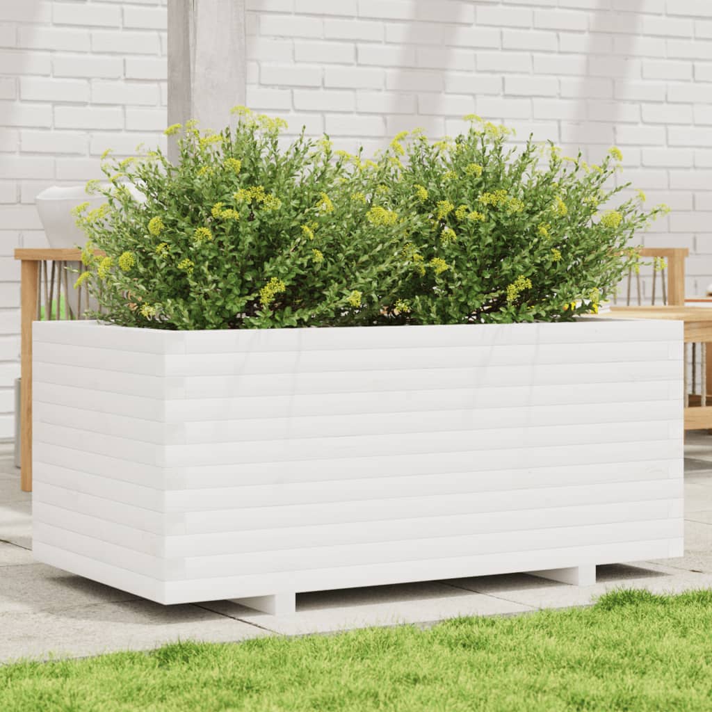 vidaXL Garden Planter White 110x60x49.5 cm Solid Pine Wood
