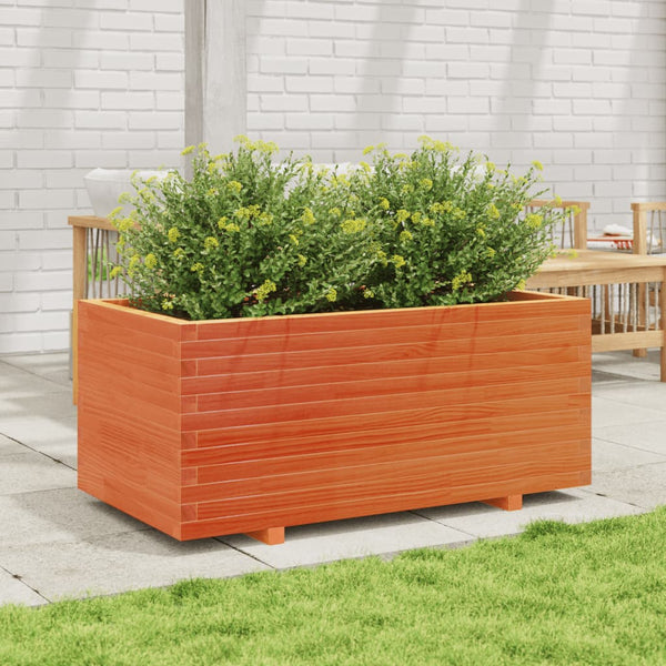 vidaXL Planter Waxed Brown 110x60x49.5 cm Solid Pine Wood