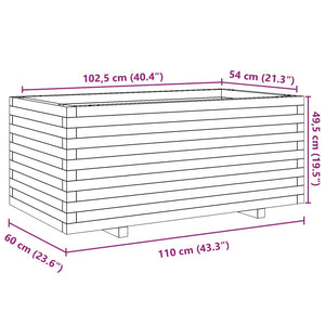 vidaXL Planter Waxed Brown 110x60x49.5 cm Solid Pine Wood