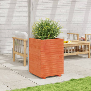 vidaXL Garden Planter Wax Brown 50x50x72.5 cm Solid Pine Wood