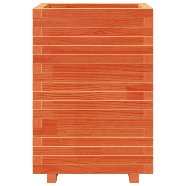 vidaXL Garden Planter Wax Brown 50x50x72.5 cm Solid Pine Wood