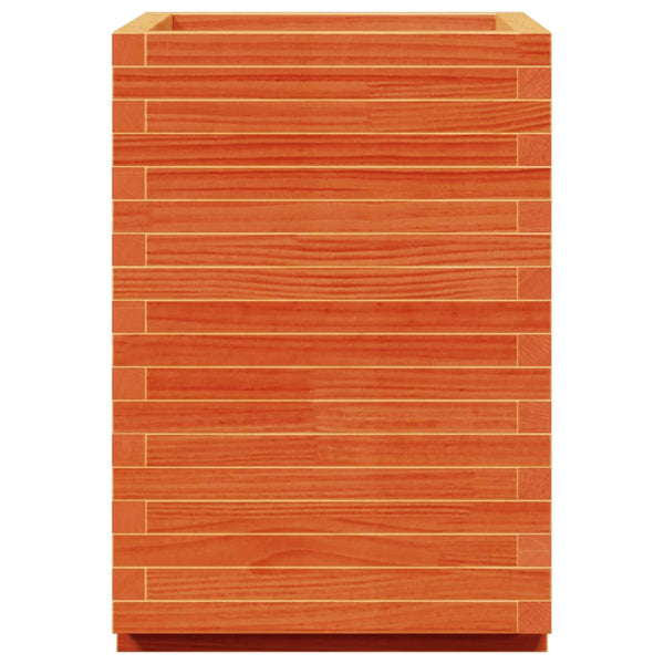 vidaXL Garden Planter Wax Brown 50x50x72.5 cm Solid Pine Wood
