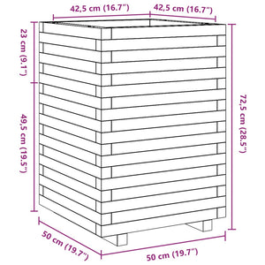 vidaXL Garden Planter Wax Brown 50x50x72.5 cm Solid Pine Wood