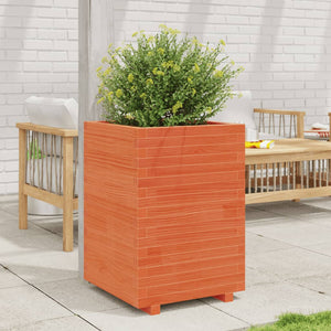 vidaXL Garden Planter Wax Brown 50x50x72.5 cm Solid Pine Wood