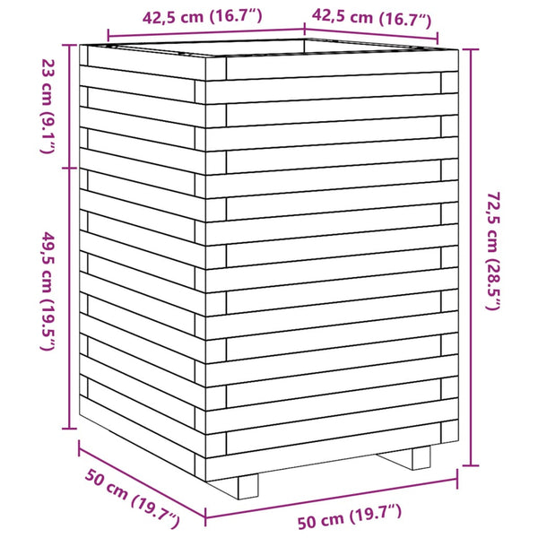 vidaXL Planter 50x50x72.5 cm Solid Douglas Fir Wood
