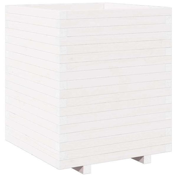 vidaXL Planter White 60x60x72.5 cm Solid Pine Wood
