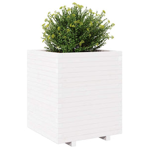 vidaXL Planter White 60x60x72.5 cm Solid Pine Wood