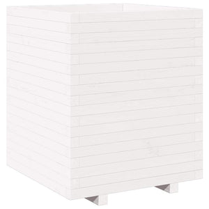 vidaXL Planter White 60x60x72.5 cm Solid Pine Wood