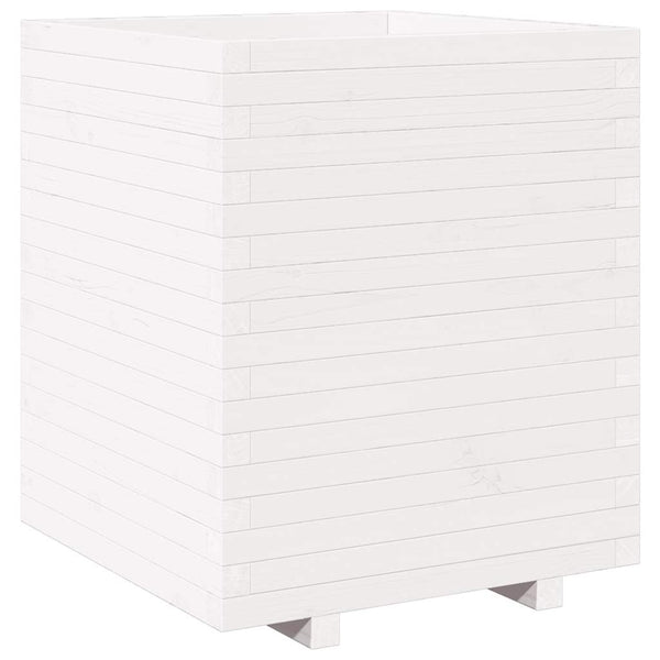 vidaXL Planter White 60x60x72.5 cm Solid Pine Wood