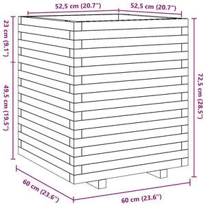 vidaXL Planter White 60x60x72.5 cm Solid Pine Wood