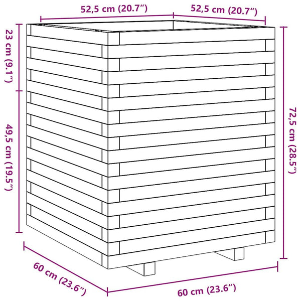 vidaXL Planter White 60x60x72.5 cm Solid Pine Wood