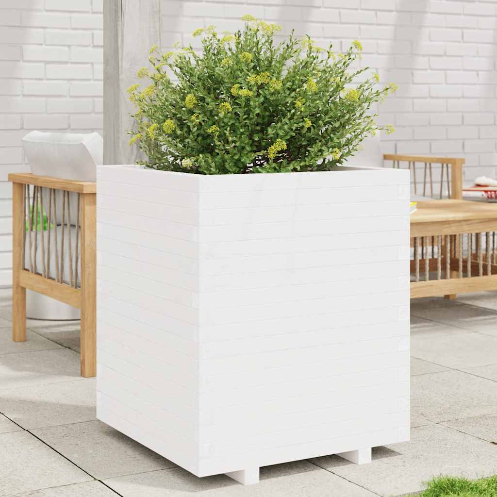 vidaXL Planter White 60x60x72.5 cm Solid Pine Wood